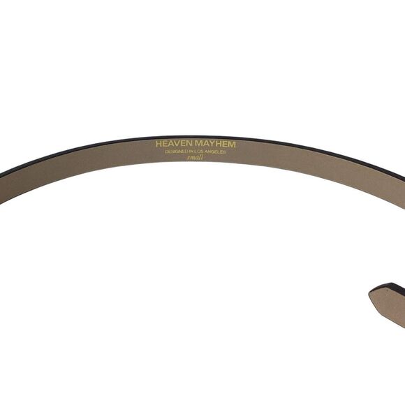 HEAVEN MAYHEM NWT Size S Capsule Belt Black Leather Silver Buckle Skinny Belt - Picture 5 of 10